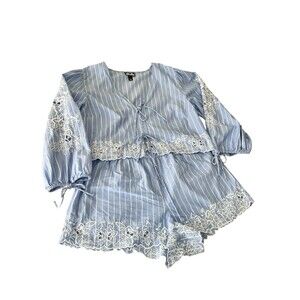 Future Collective Alani Noelle Eyelet Poplin Blouse and Matching Shorts Set L